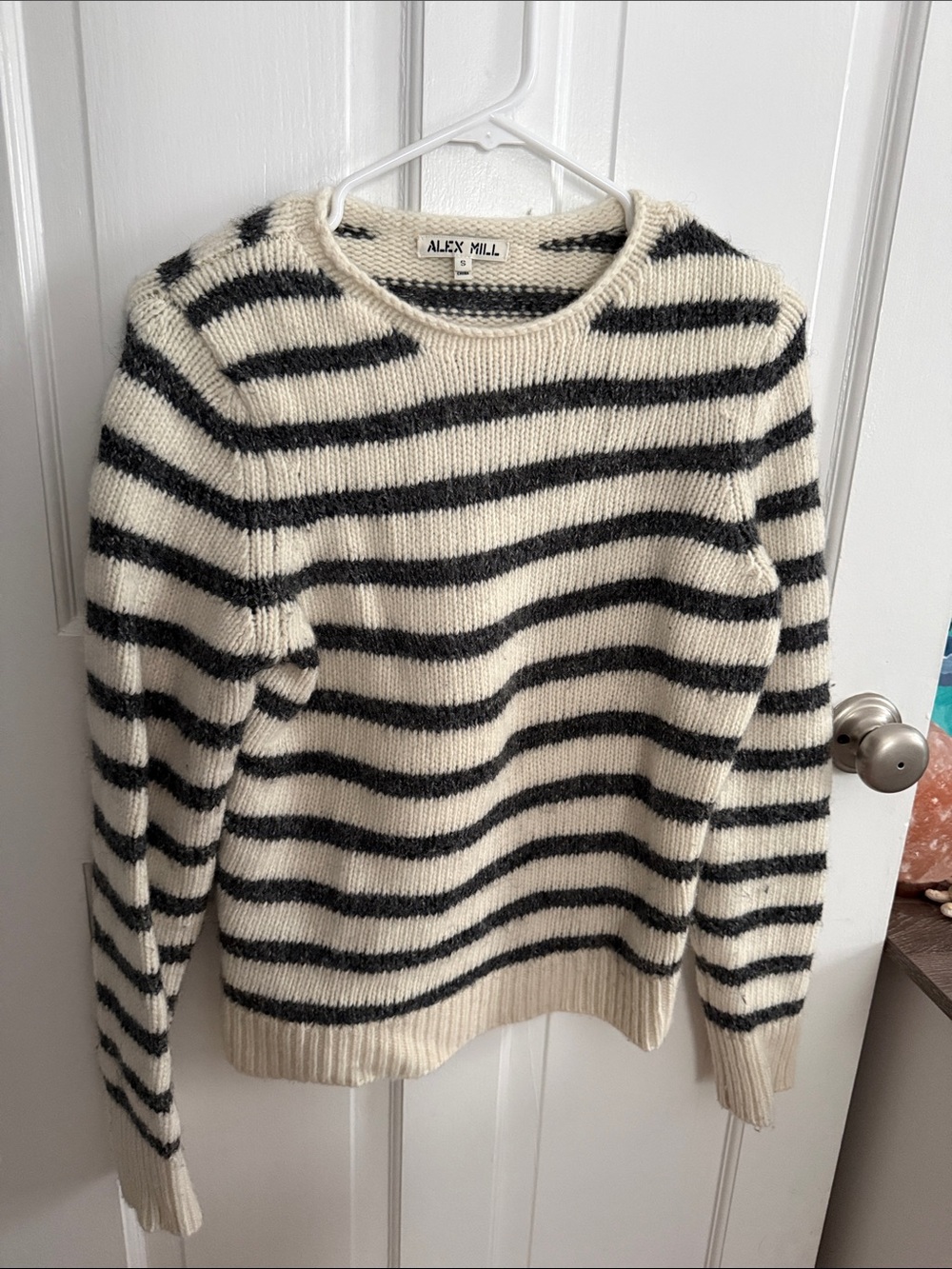 Alex Mill Cream and Black Striped Crewneck Sweater